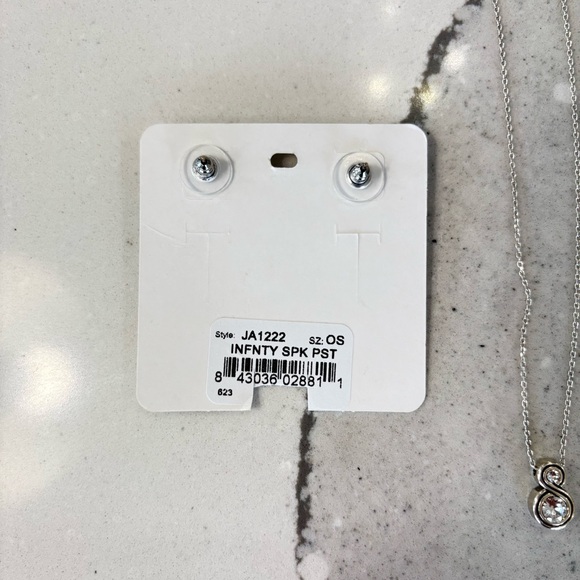 Brighton Infinity Sparkle Necklace and Post Earrings Set Pouch Mother’s Day Gift - Picture 7 of 11